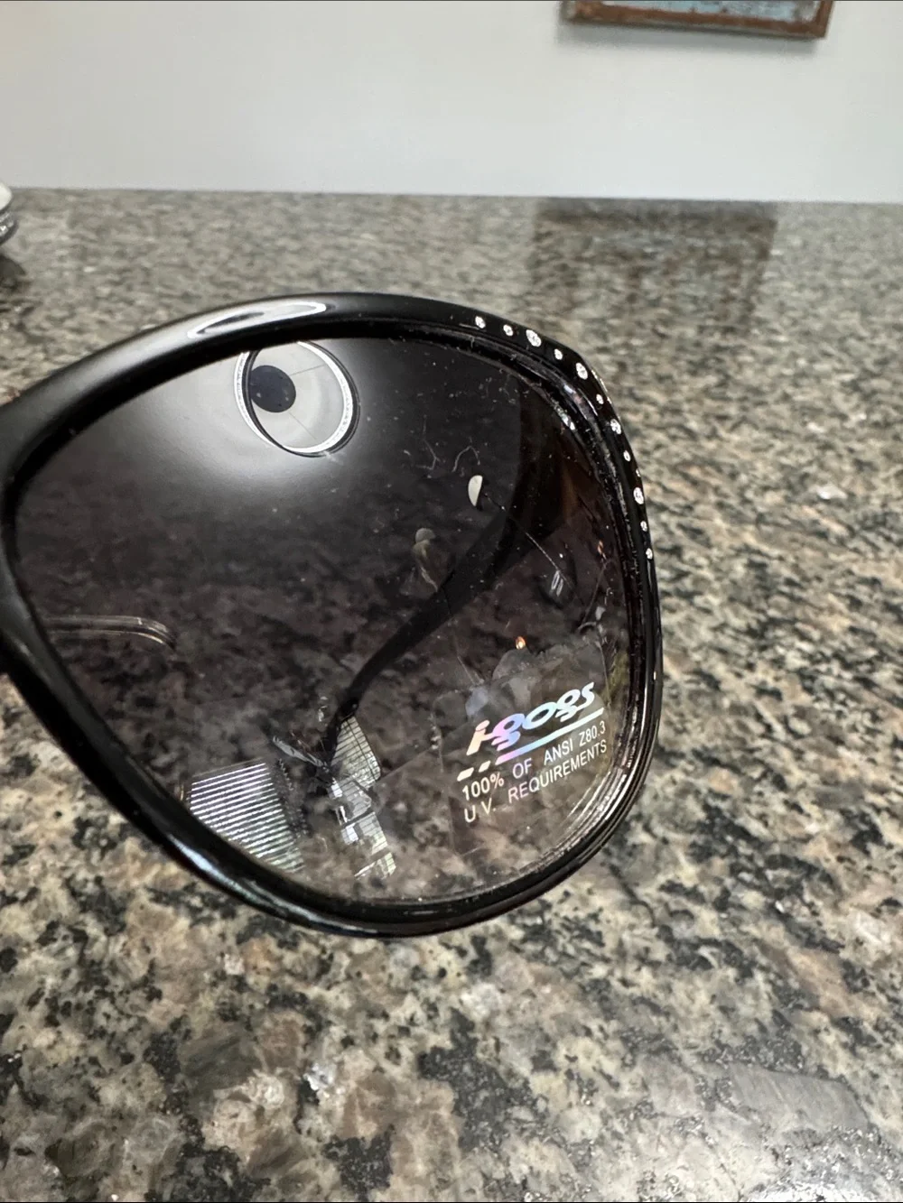Black Cat-Eye Sunglasses with Silver Crystal Accents NWT